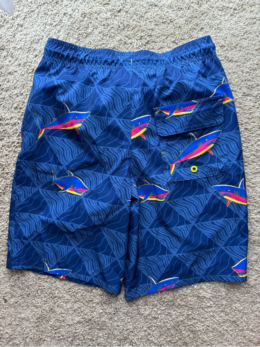 Wonder Nation Boys Shark Swim Trunks Blue Size Large 10-12